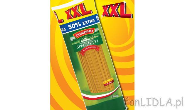 Makaron spaghetti , cena 2,29 PLN za 500 + 250 g 
- z semoliny z pszenicy durum ...