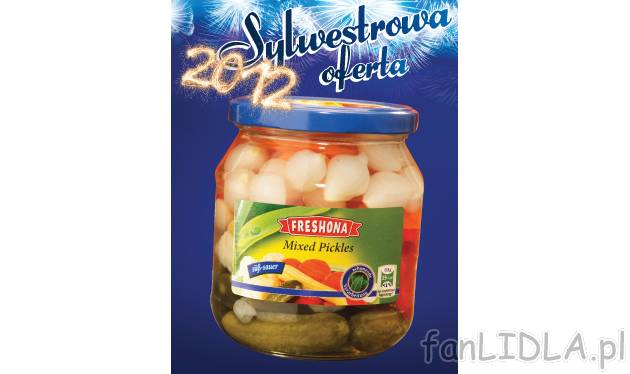 Pikle , cena 5,99 PLN za 530 g 
-  mieszanka warzyw w zalewie słodko-kwaśnej,