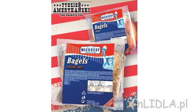 Bagels pieczywo pszenne , cena 4,99 PLN za 270 g/ 1 opak. 
- Różne rodzaje. 
- ...