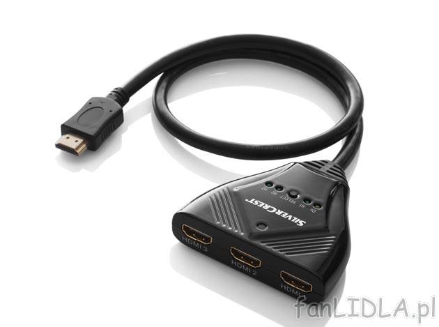Przełącznik HDMI 3 w 1 Silvercrest, cena 69,90 PLN za 1 szt. 
- łączy odtwarzacz ...