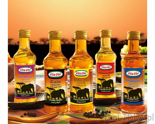 Oleje smakowe , cena 3,99 PLN za 100 ml/ 1 szt. 
- Inspirowane smakami kuchni afrykańskiej, ...
