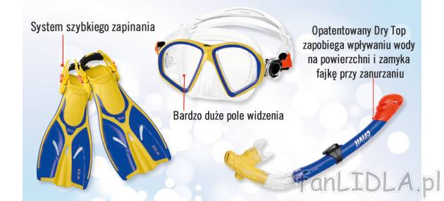 Profesjonalny komplet do nurkowania , cena 69,00 PLN za 1 opak. 
- maska silikonowa: ...