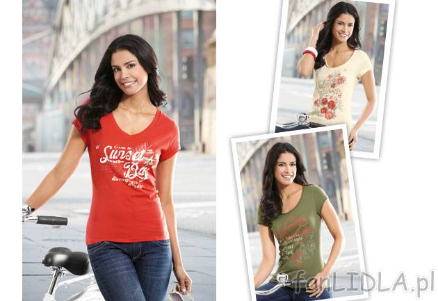 T-shirt damski Esmara, cena 19,99 PLN za 1 szt. 
- z miękkiej bawełny, 
- rozmiary: ...