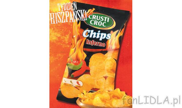 Chipsy , cena 3,99 PLN za 200 g 
-  pikantne chipsy Inferno