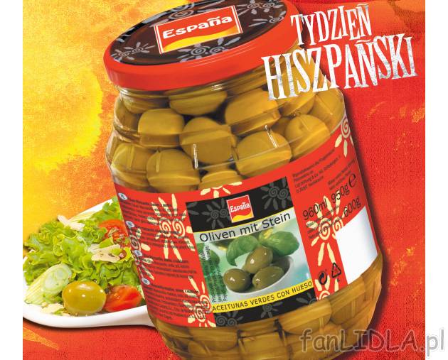 Oliwki Manzanilla z pestkami , cena 8,99 PLN za 950 g 
- Pyszne, mięsiste oliwki ...