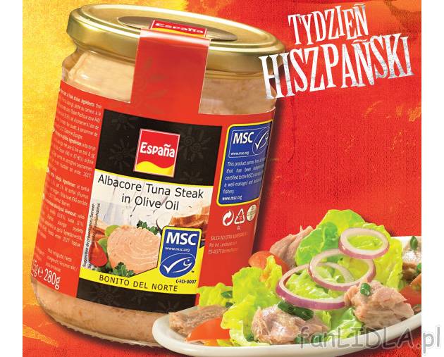 Biały tuńczyk , cena 22,22 PLN za 415 g 
- W oliwie z oliwek. Pyszne, kruche, ...