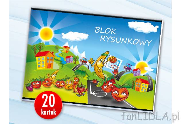 Blok rysunkowy A4 , cena 0,99 PLN za 1 szt. 
-  20 kartek 
-  do wyboru różne okładki