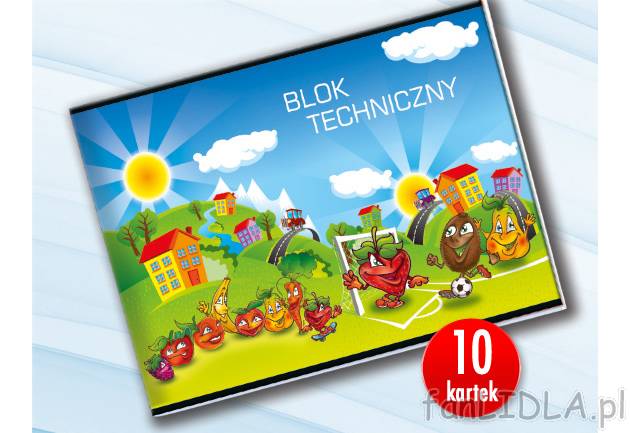 Blok techniczny A4 , cena 0,99 PLN za 1 szt. 
- 10 kartek 
- do wyboru różne ...