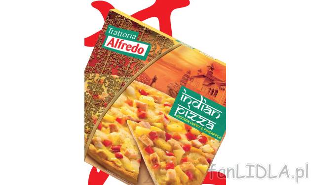 Pizza , cena 5,99 PLN za 350 g/1 opak. 
- Indyjska z kurczakiem i ananasem. 
- ...
