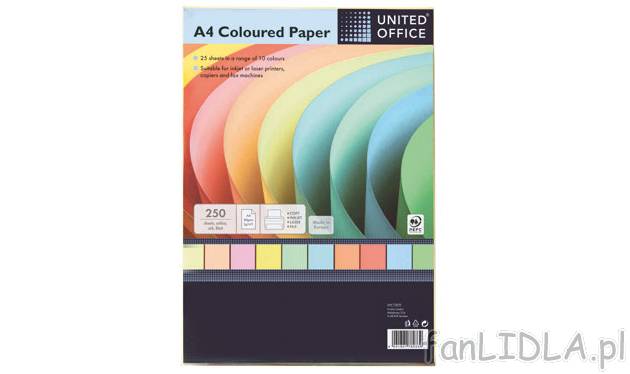 Papier kolorowy United Office, cena 14,99 PLN za 1 opak. 
- 10 różnych kolorów ...
