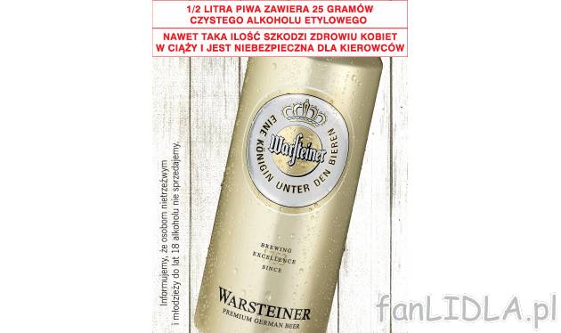 Piwo Warsteiner , cena 2,99 PLN za 500 ml/1 opak. 
- Informujemy, że osobom nietrzeźwym ...