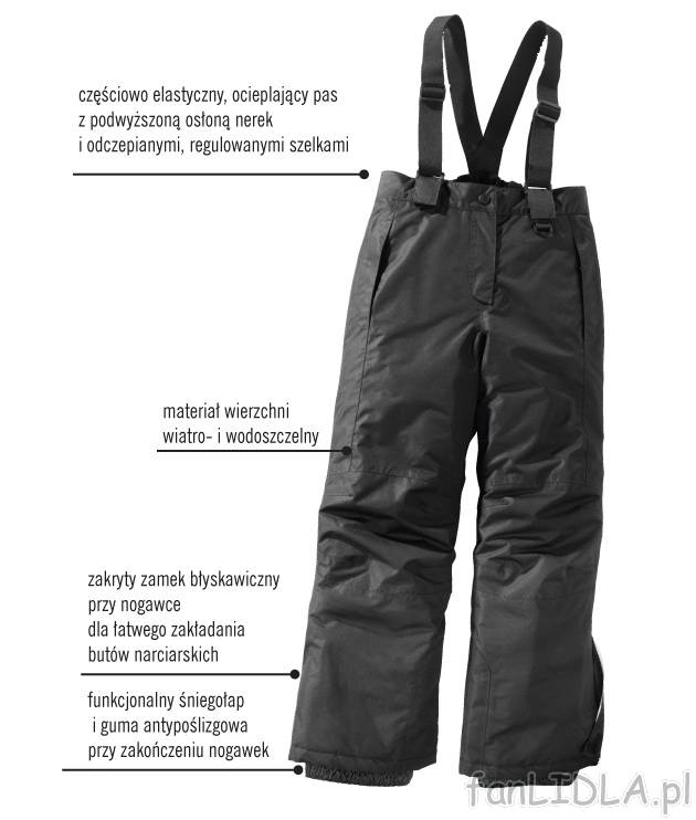 Młodzieżowe spodnie narciarskie Crivit Sports, cena 55,00 PLN za 1 para 
- materiał ...