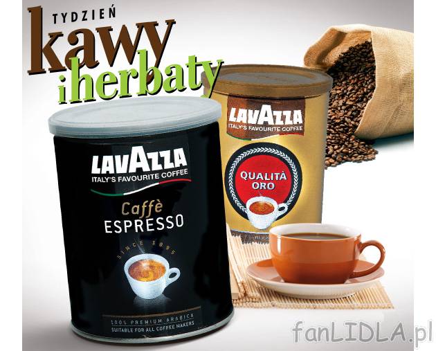 Kawa Lavazza mielona lub ziarnista , cena 18,99 PLN za 250 g/1 opak. 
- 250 g/1 ...