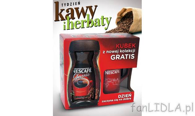 Nescafe Clasic + kubek gratis , cena 17,99 PLN za 200 g/1 opak. 
- 200 g/1 opak. ...