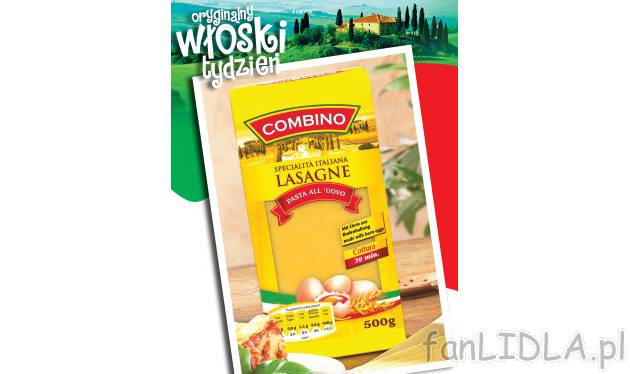 Lasagne , cena 5,99 PLN za 500 g/1 opak. 
- Płaty z makaronu jajecznego do przygotowania ...