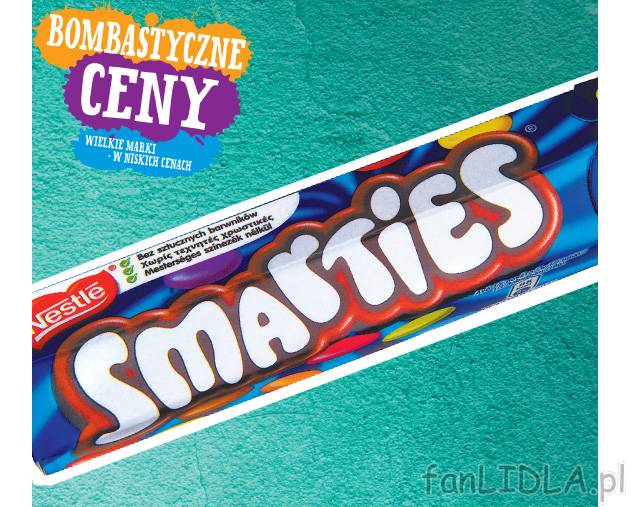 Nestle Smarties Tuba , cena 1,29 PLN za 38 g/1 opak. 
-  38 g/1 opak. 
-  100g=3.39