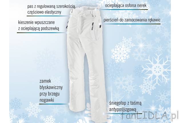 Damskie spodnie narciarskie Crivit Sports, cena 77,00 PLN za 1 para 
- białe, ...