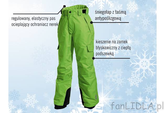 Spodnie snowboardowe chłopięce Crivit Sports, cena 59,90 PLN za 1 para 
- lepsza ...