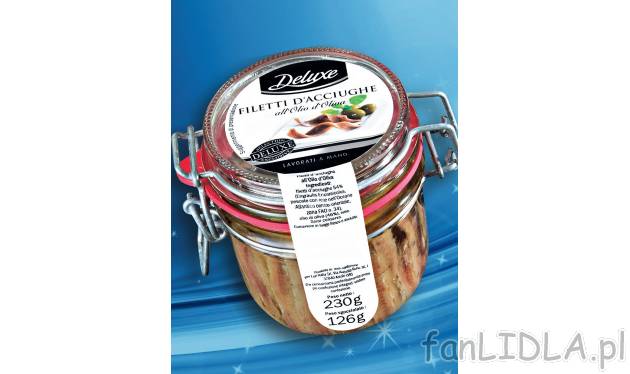 Filety z sardeli , cena 14,99 PLN za 230 g/1 opak. 
- bez skóry 
- w oliwie z ...