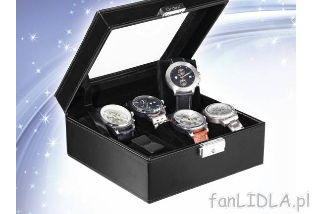 Skrzynka na zegarki Ordex, cena 44,99 PLN za 1 szt. 
- o wyglądzie skóry, z wysokiej ...