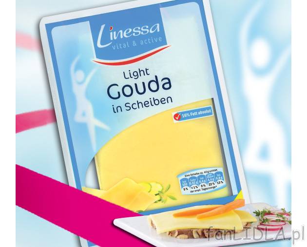 Ser Gouda light , cena 4,99 PLN za 200 g/1 opak. 
-  W plastarch.