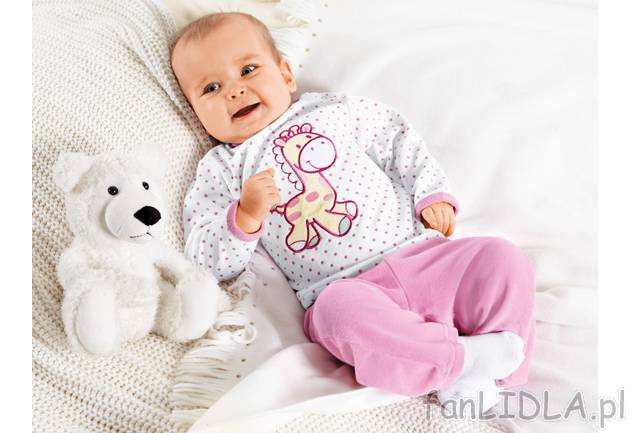 Piżamka niemowlęca z weluru Lupilu, cena 19,99 PLN za 1 opak. 
- praktyczne guziki ...