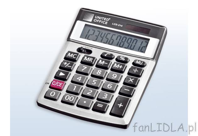 Kalkulator , cena 14,99 PLN za 1 szt. 
- 12-cyfrowy wyświetlacz 
- z funkcją ...