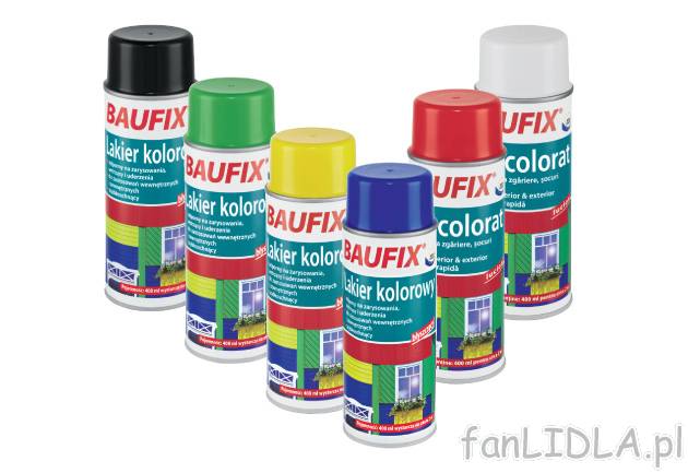 Kolorowy lakier w sprayu , cena 11,99 PLN za 1 szt. 
- do użycia m.in. na metalu, ...