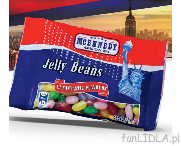 Żelki Jelly Beans , cena 5,49 PLN za 250 g/1 opak. 
- Cukierki żelowe w 13 wyjątkowych ...