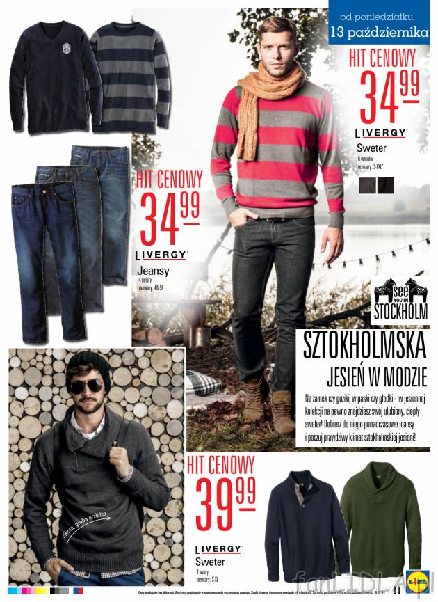 Ciepłe swetry męskie znajdziesz w Lidlu w różnych kolorach i fasonach od 34,99 zł.