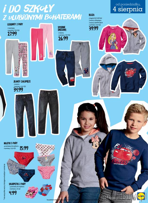 Bluzy dziecięce z ulubionymi postaciami z bajek za 39,99 zł oraz jeansy chłopięce ...