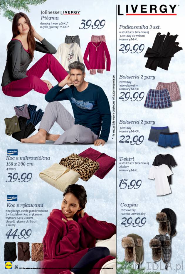 Ciepłe piżamy na zimę: piżama damska i męska w rózne wzory, koc z mikrowłókna, ...