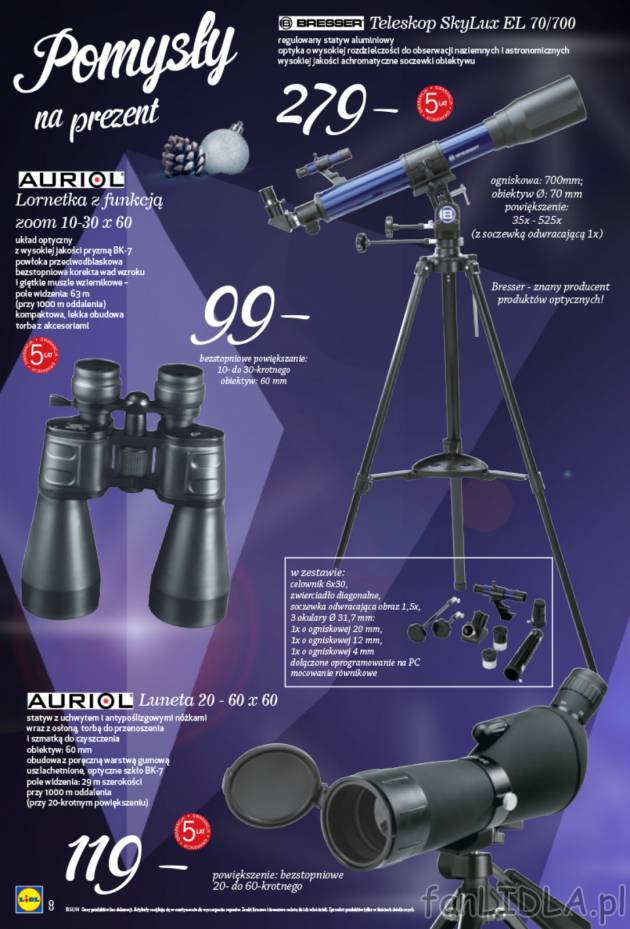 Teleskop SkyLux EL 70/700 z regulowanym aluminiowym statywem, lornetka z funkcją ...
