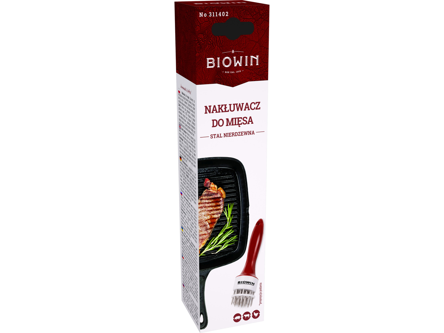Nakłuwacz do mięsa Biowin, cena 15,99 PLN 
- do przyrządzania soczystych, delikatnych ...