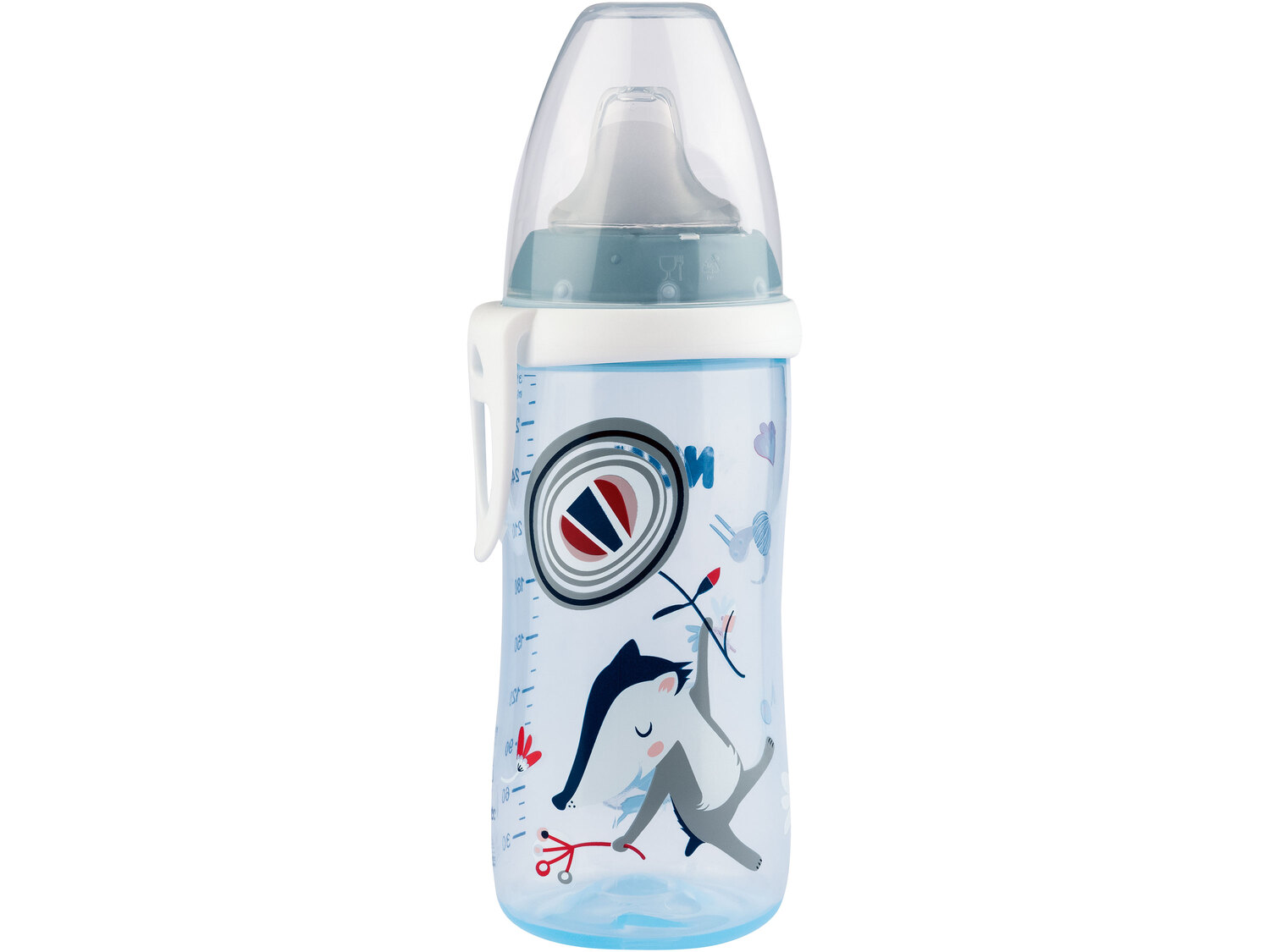 Butelka dla dzieci , cena 19,99 PLN 
5 wzorów 
- z klipsem do mocowania
- miękki ...