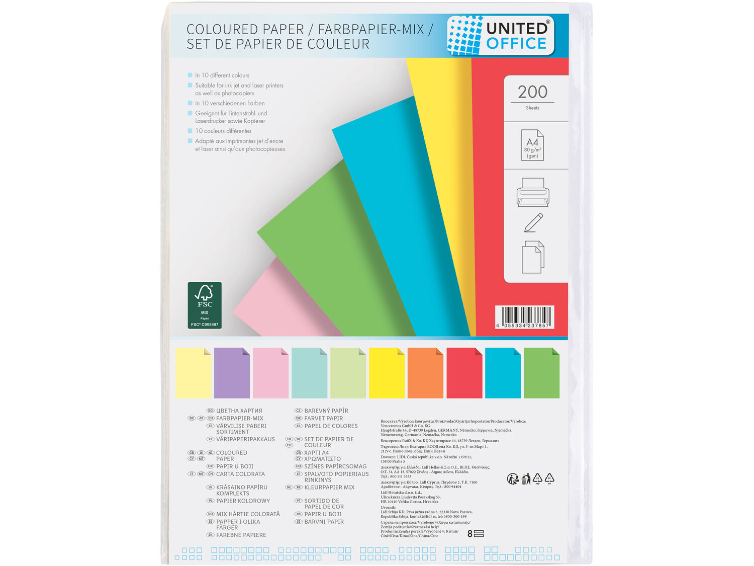 Papier kolorowy A4 United Office, cena 15,99 PLN  
-  80 g/m2
-  200 arkuszy
Opis