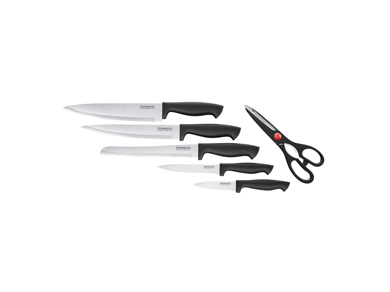 ERNESTO® Noże i nożyczki w bloku , cena 19 PLN 

- w zestawie: blok, 5 noży ...