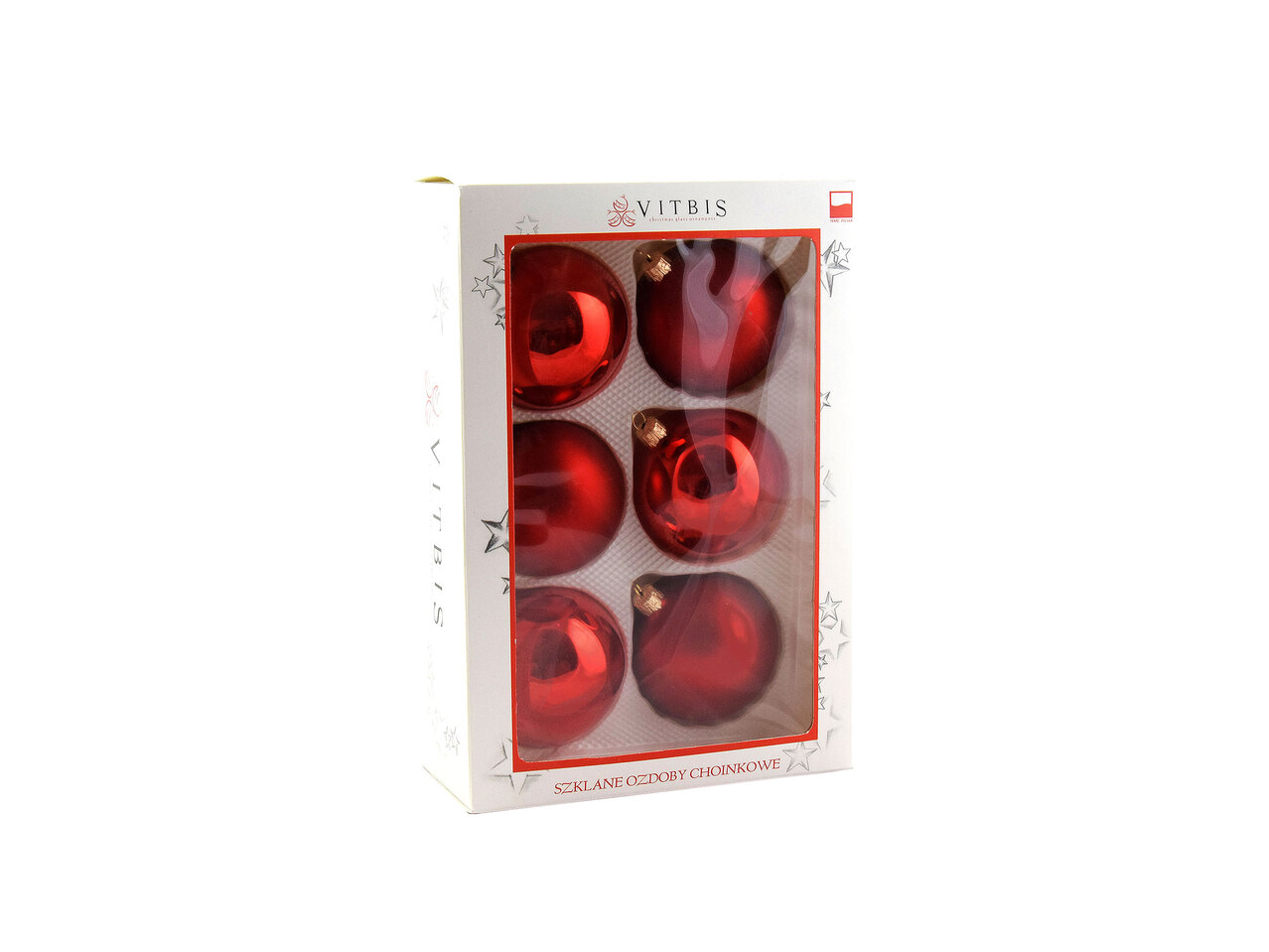 VITBIS® Bombki szklane 80 mm, 6 szt. , cena 16,99 PLN