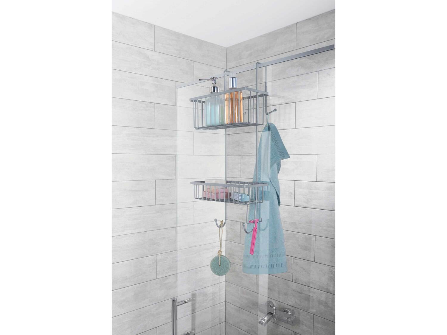 Regał prysznicowy Miomare, cena 27,99 PLN 
- do zawieszenia na drążku prysznicowym ...