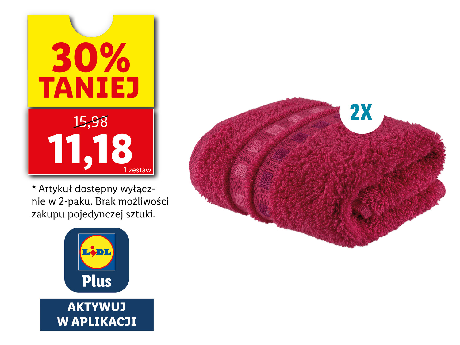 Ręczniki 30 x 50 cm, 2 szt.* , cena 15,98 PLN 
- 450 g/m2
- 100% bawełny
- ...
