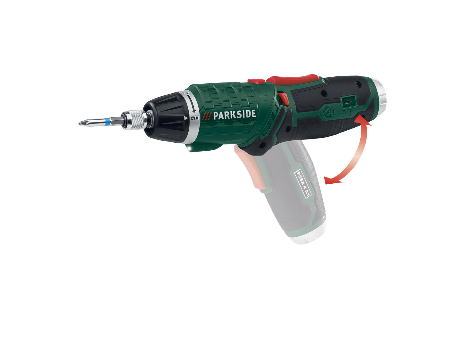 Akumulatorowa wkrętarka z latarką Parkside PSSA 4 A1, cena 59,90 PLN 
- dodatkowe ...