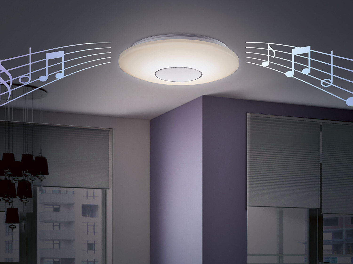 Lampa sufitowa LED z głośnikiem Bluetooth Livarno, cena 169,00 PLN 
-  zintegrowany ...