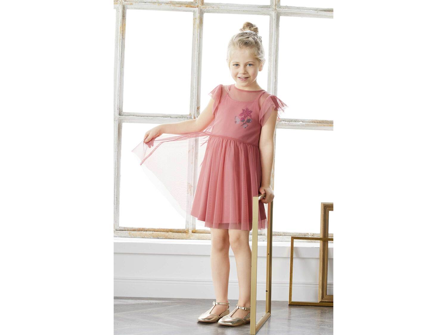 Sukienka dziewczęca z tiulu Lupilu, cena 39,99 PLN 
- rozmiary: 98-116
- z nadrukiem ...